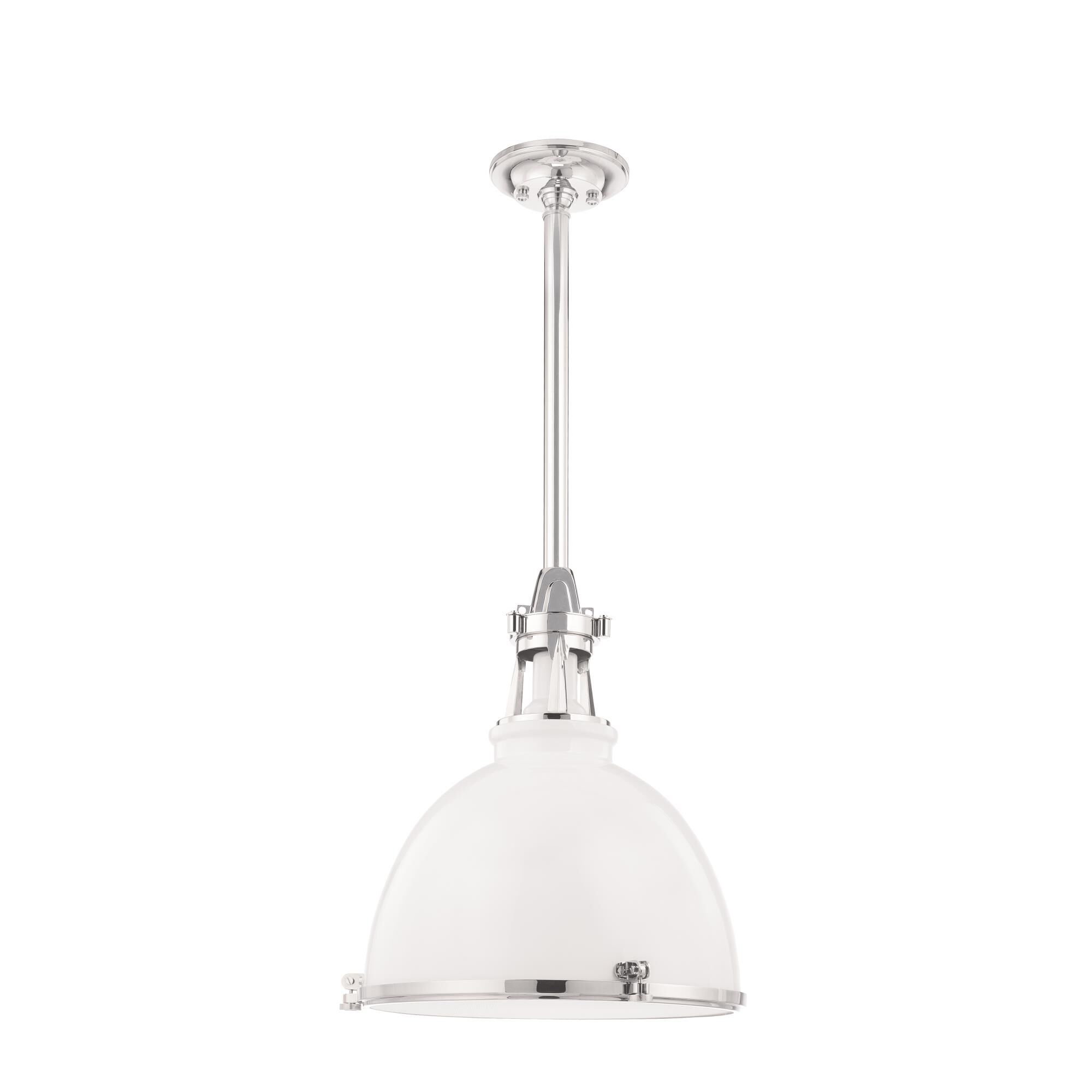 Shown in White Polished Nickel finish and White Polished Nickel shade